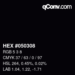 Color code: HEX #050308 | qconv.com