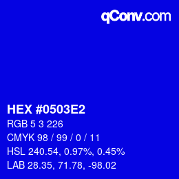 Color code: HEX #0503E2 | qconv.com