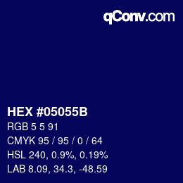 Color code: HEX #05055B | qconv.com