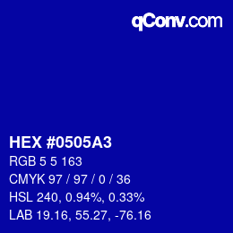 Farbcode: HEX #0505A3 | qconv.com