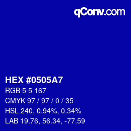 カラーコード: HEX #0505A7 | qconv.com
