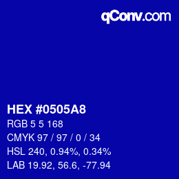 Color code: HEX #0505A8 | qconv.com