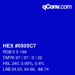 Color code: HEX #0505C7 | qconv.com