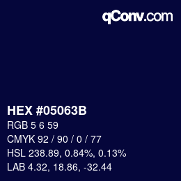 Farbcode: HEX #05063B | qconv.com