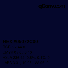 Farbcode: HEX #05072C00 | qconv.com