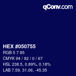 颜色代码: HEX #050755 | qconv.com