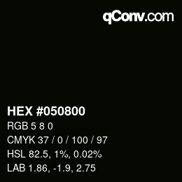 Color code: HEX #050800 | qconv.com