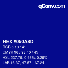 カラーコード: HEX #050A8D | qconv.com