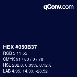 Color code: HEX #050B37 | qconv.com