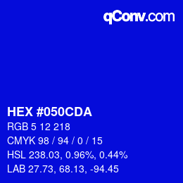 カラーコード: HEX #050CDA | qconv.com