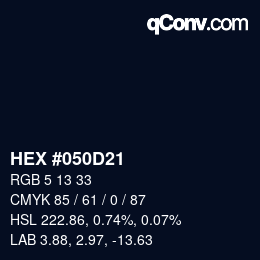 カラーコード: HEX #050D21 | qconv.com