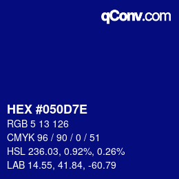 Color code: HEX #050D7E | qconv.com