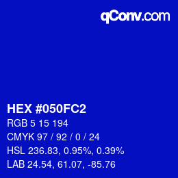 Color code: HEX #050FC2 | qconv.com