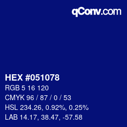 Color code: HEX #051078 | qconv.com