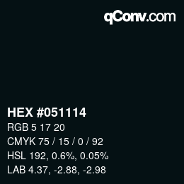 Color code: HEX #051114 | qconv.com