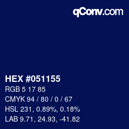 Color code: HEX #051155 | qconv.com