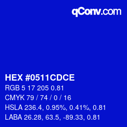 Color code: HEX #0511CDCE | qconv.com