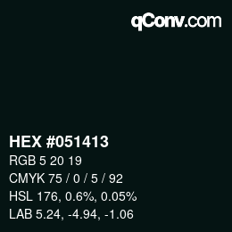 Color code: HEX #051413 | qconv.com