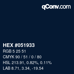 Color code: HEX #051933 | qconv.com