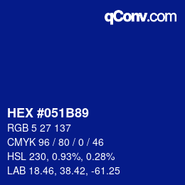 Color code: HEX #051B89 | qconv.com