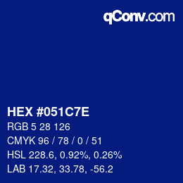 Color code: HEX #051C7E | qconv.com