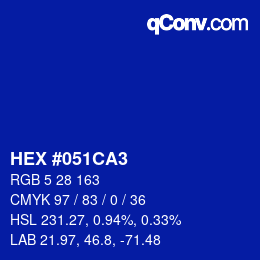 カラーコード: HEX #051CA3 | qconv.com