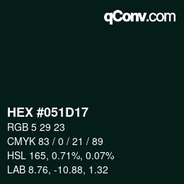 Color code: HEX #051D17 | qconv.com