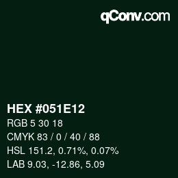 Color code: HEX #051E12 | qconv.com