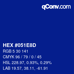 カラーコード: HEX #051E8D | qconv.com