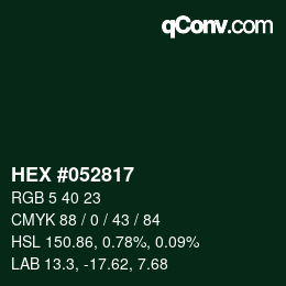 カラーコード: HEX #052817 | qconv.com