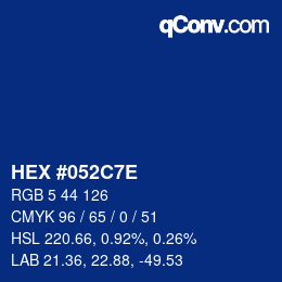 Color code: HEX #052C7E | qconv.com