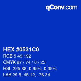 カラーコード: HEX #0531C0 | qconv.com