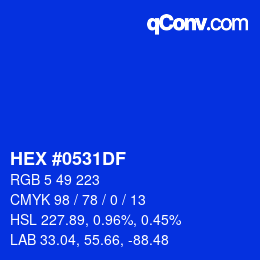 Color code: HEX #0531DF | qconv.com