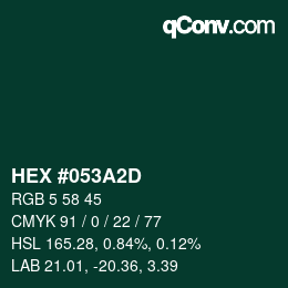 Color code: HEX #053A2D | qconv.com