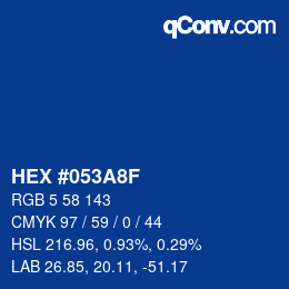 颜色代码: HEX #053A8F | qconv.com