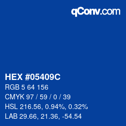 Color code: HEX #05409C | qconv.com