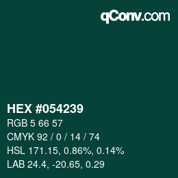 颜色代码: HEX #054239 | qconv.com