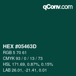 Color code: HEX #05463D | qconv.com