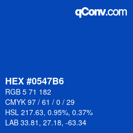 カラーコード: HEX #0547B6 | qconv.com