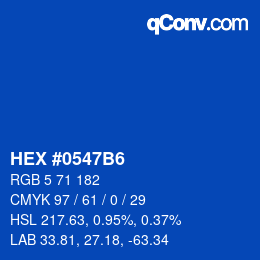 颜色代码: HEX #0547B6 | qconv.com