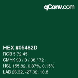 Color code: HEX #05482D | qconv.com