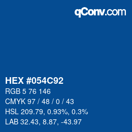 颜色代码: HEX #054C92 | qconv.com