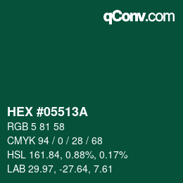Color code: HEX #05513A | qconv.com