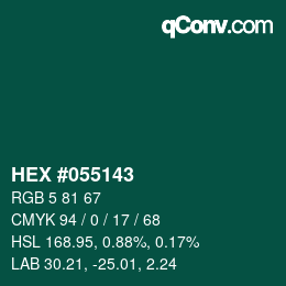 Code couleur: HEX #055143 | qconv.com
