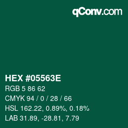 Color code: HEX #05563E | qconv.com