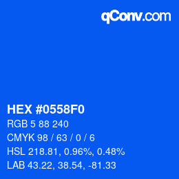 Color code: HEX #0558F0 | qconv.com