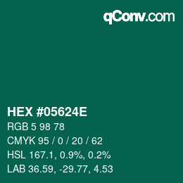 Color code: HEX #05624E | qconv.com
