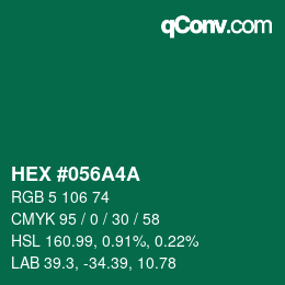 Color code: HEX #056A4A | qconv.com