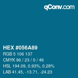 Code couleur: HEX #056A89 | qconv.com