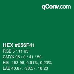 Farbcode: HEX #056F41 | qconv.com